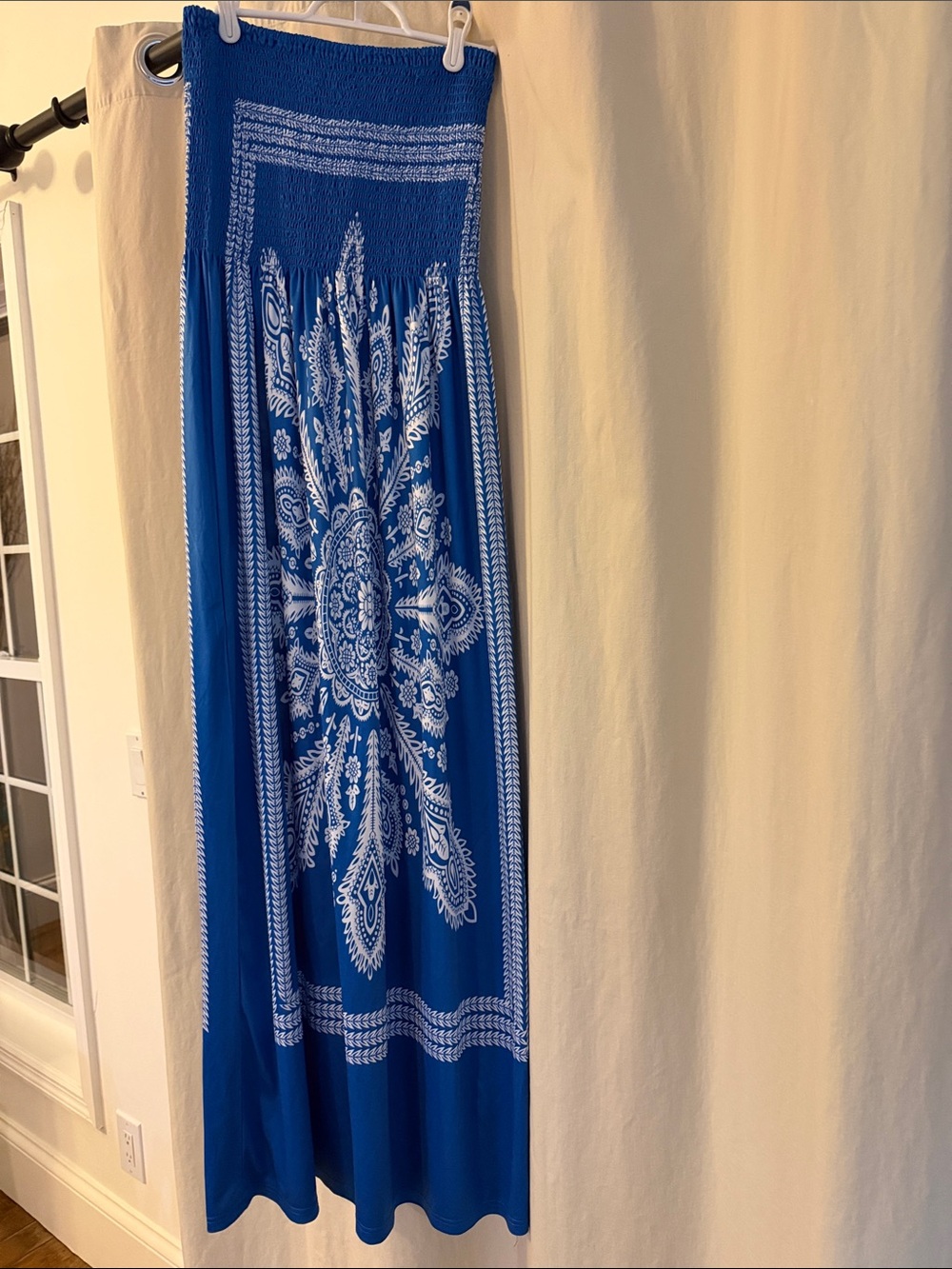 VENUS Royal Blue Maxi Skirt with White Medallion Print